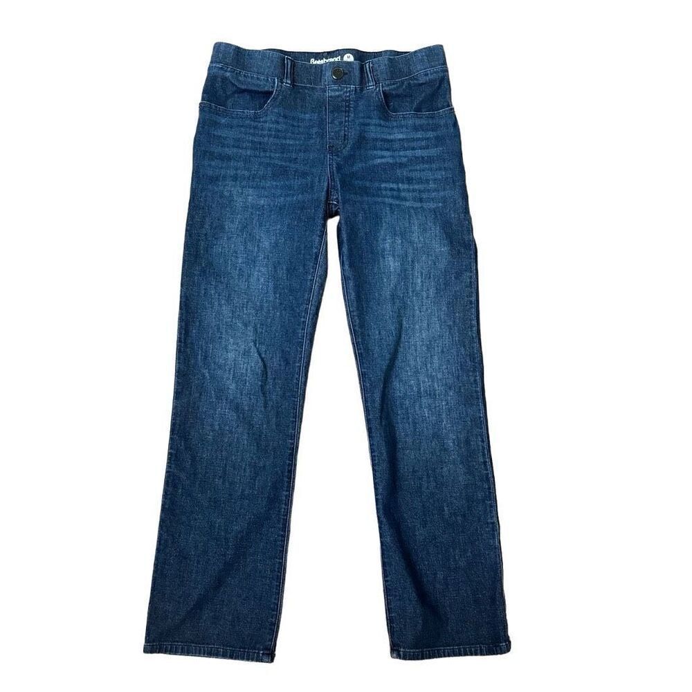 Betabrand Pull On Straight Leg Jeans Elastic Waist Dark Wash Medium S Petite